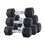 (1kg-20kg) Rubberised Hex Dumbbells Set, Optional With Rack