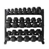 (1kg-20kg) Rubberised Hex Dumbbells Set, Optional With Rack