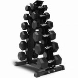 6 Pairs Rubberised Hex Dumbbells & Rack Set
