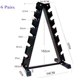 6 Pairs Rubberised Hex Dumbbells & Rack Set