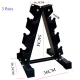 3 Pairs Rubberised Hex Dumbbells & Rack Set