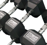 12 Pairs (2.5kg -30kg) Rubberised Hex Dumbbells Set