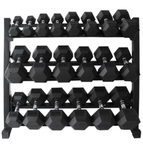 (1kg-20kg) Rubberised Hex Dumbbells Set, Optional With Rack