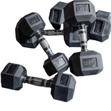 12 Pairs (2.5kg -30kg) Rubberised Hex Dumbbells Set