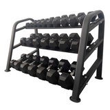 12 Pairs (2.5kg -30kg) Rubberised Hex Dumbbells Set, Optional With Rack [PRE-ORDER]