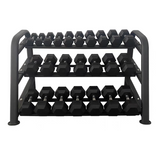 12 Pairs (2.5kg -30kg) Rubberised Hex Dumbbells Set, Optional With Rack [PRE-ORDER]